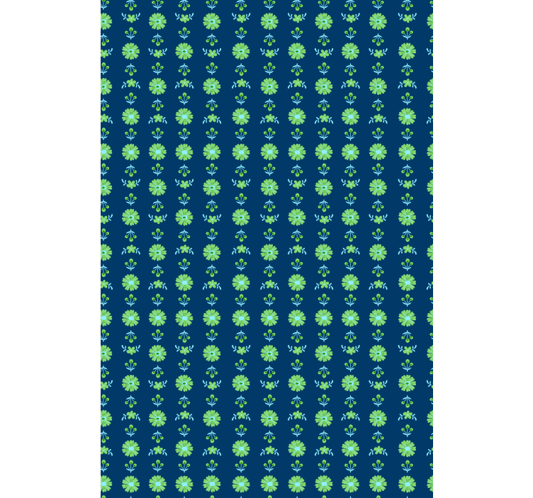Flower wallpaper in green and blue polish design - TenStickers