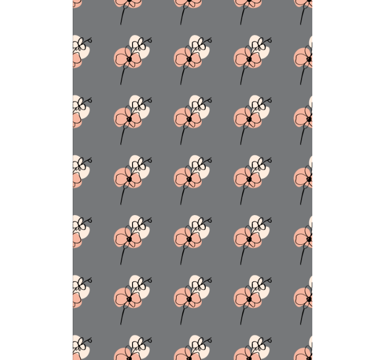 Flower wallpaper with abstract orchid line art - TenStickers