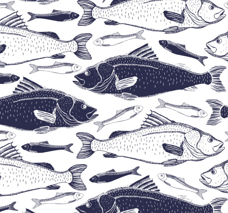 Swimming gray pattern fish wallpaper - TenStickers