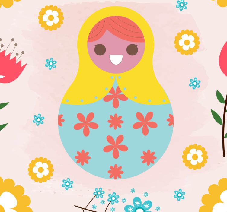 Colorful russian dolls kids wallpaper - TenStickers