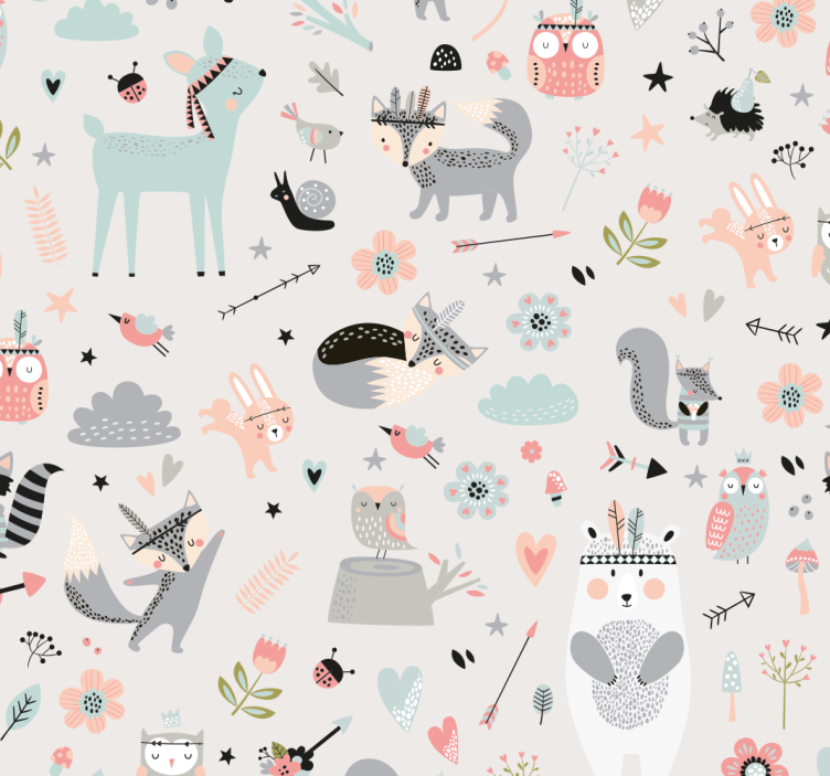 Nordic style forest themed children wallpaper - TenStickers
