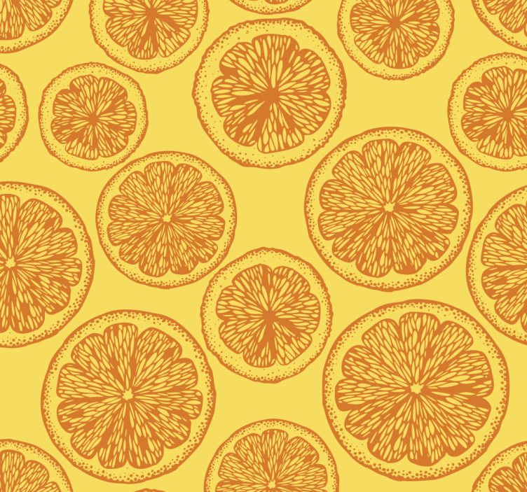Citrus Slice Pattern Orange wallpaper - TenStickers