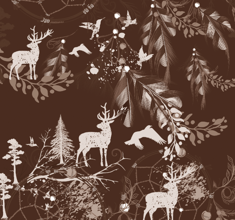 Decorative deer Animal Wallpaper - TenStickers