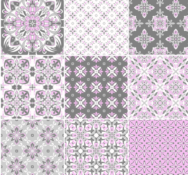 Beauitful pink and grey tile Wallpaper - TenStickers