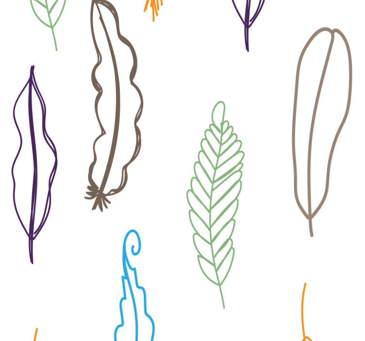 Various Feather designs leaf wallpaper - TenStickers