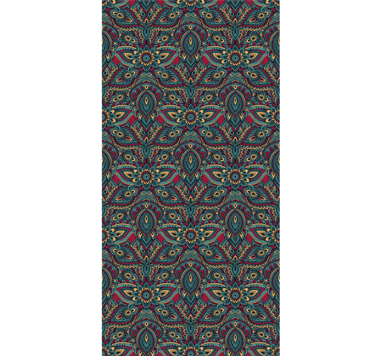 Red Indian pattern classic wallpaper - TenStickers