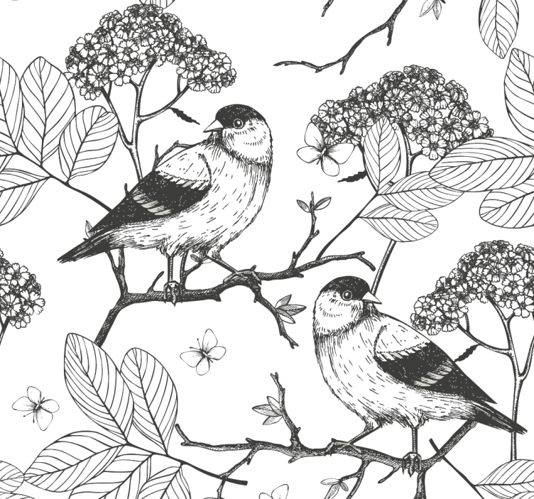 Birds Botanical Concept birds wallpaper - TenStickers