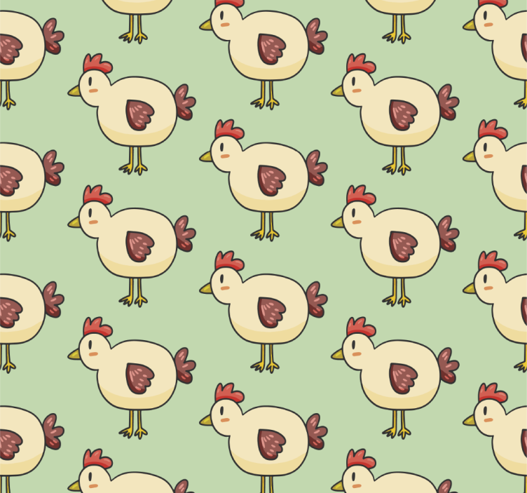 Hand drawn rooster pattern wallpaper - TenStickers