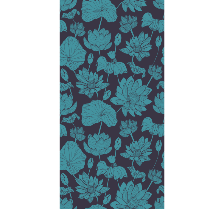 Botanical Lotus Pattern flower wallpaper - TenStickers