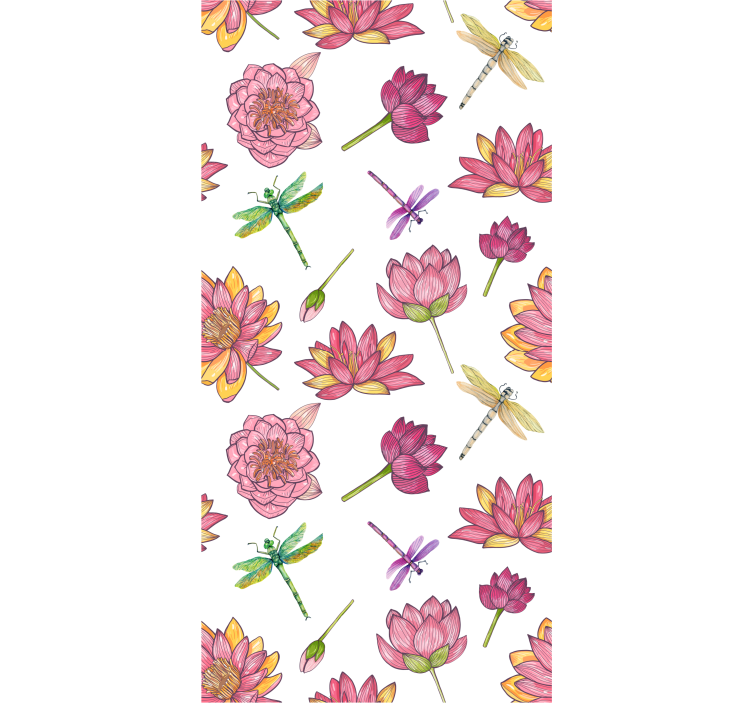 Floral Dragonfly Fusion flower wallpaper - TenStickers
