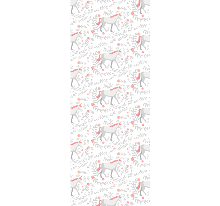 Unicorn pattern with leaves Childrens Wallpaper - TenStickers