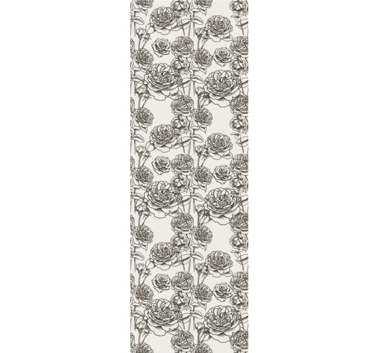 Black and white flowers pattern wallpaper - TenStickers