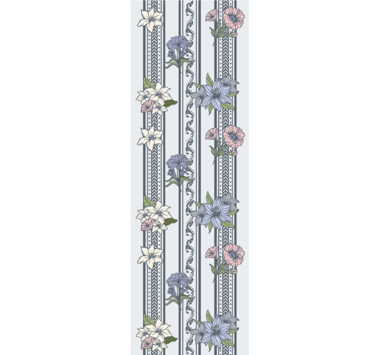 Floral Stripe Motif flower wallpaper - TenStickers