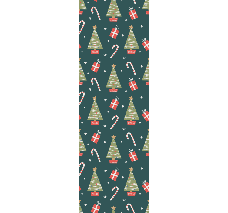 Pattern with trees and presents wallpaper - TenStickers