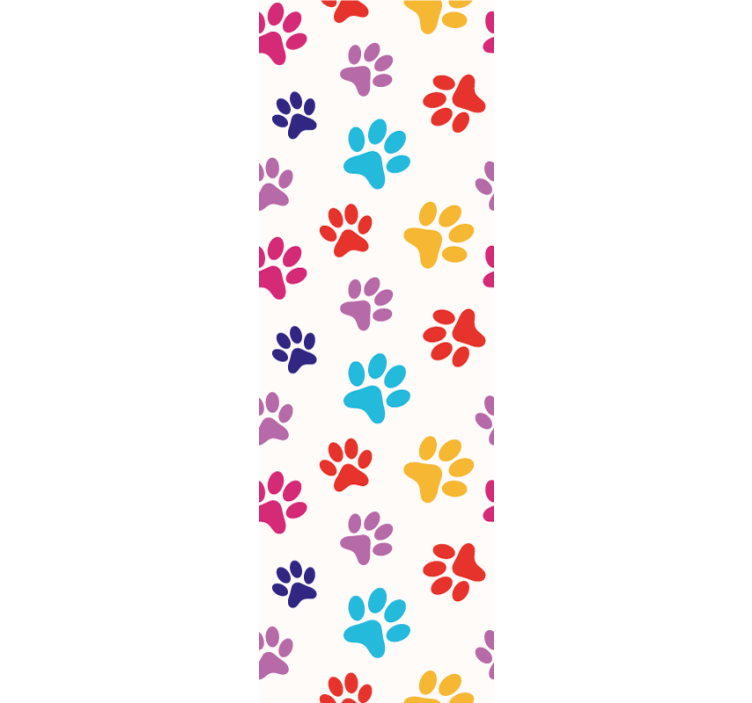 Colorful Paw Patterns dog wallpaper - TenStickers