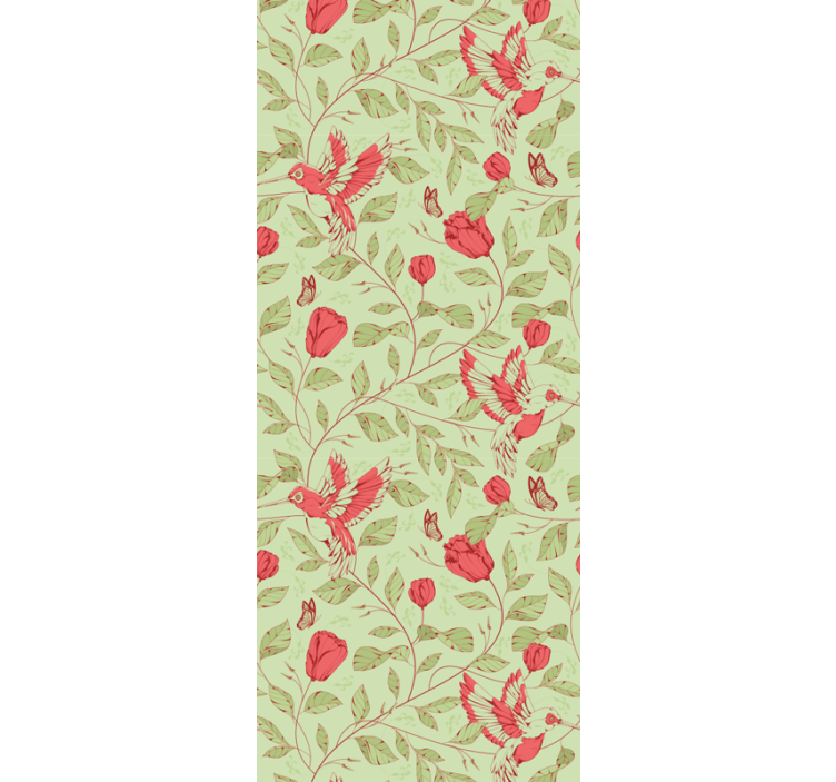 Red tulips pattern on green Flower Wallpaper - TenStickers