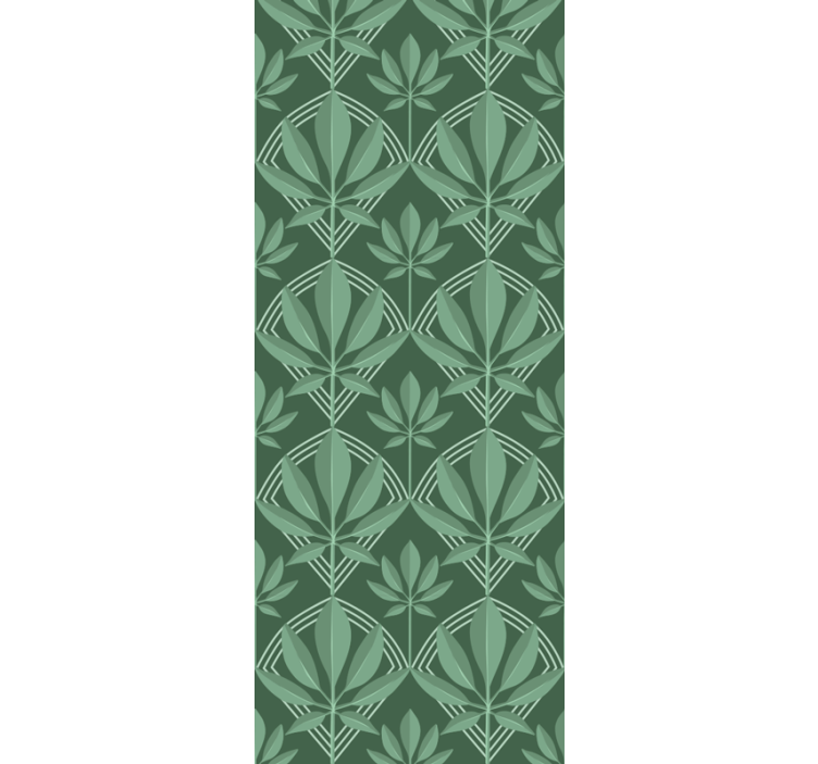 Art deco small bottle green leaves wallpaper - TenStickers