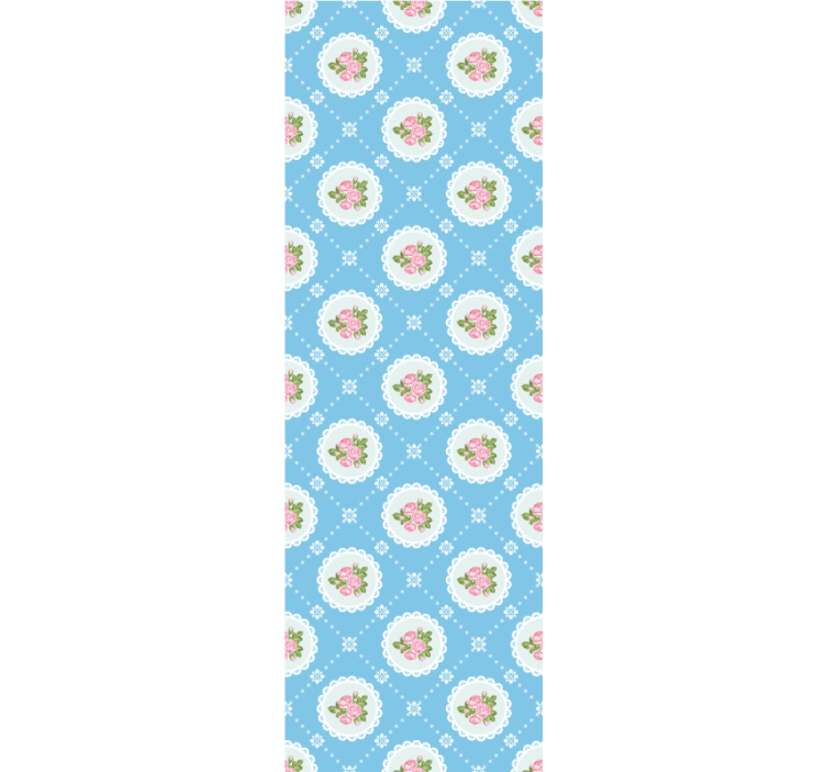 Blue shabby chic rose pattern flower wallpaper - TenStickers