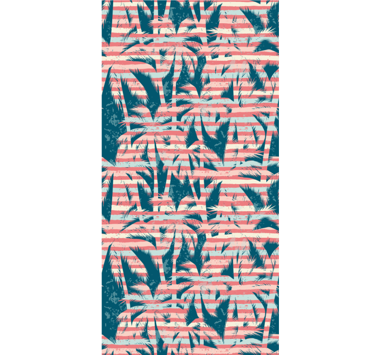 Palms on stripped tropical design wallpaper - TenStickers