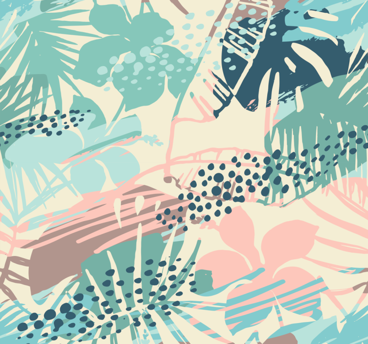 Plants flowers and dots tropical wallpaper - TenStickers