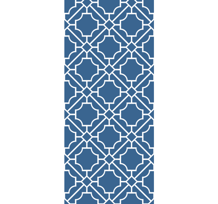 Geometric 'Lattice' white/navy square wallpaper - TenStickers