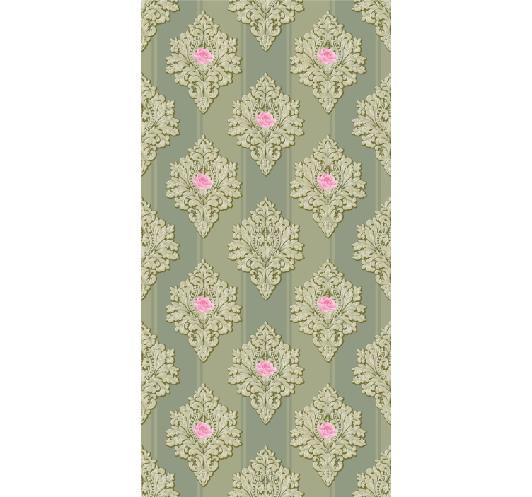 French green vintage pattern Classic Wallpaper - TenStickers