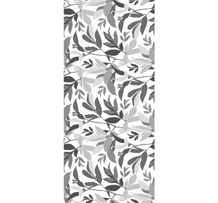 Horizontal gray pattern leaf wallpaper - TenStickers