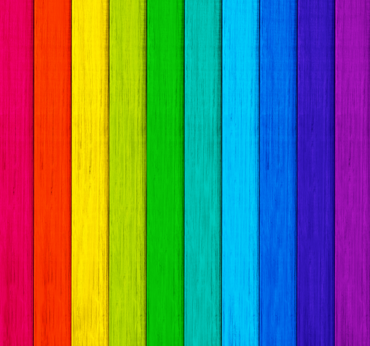 Rainbow colored wooden slats wallpaper - TenStickers