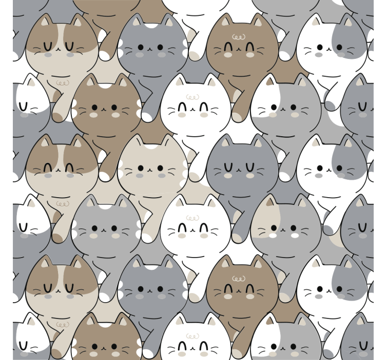 Cats Illustration Kids Wallpaper - TenStickers