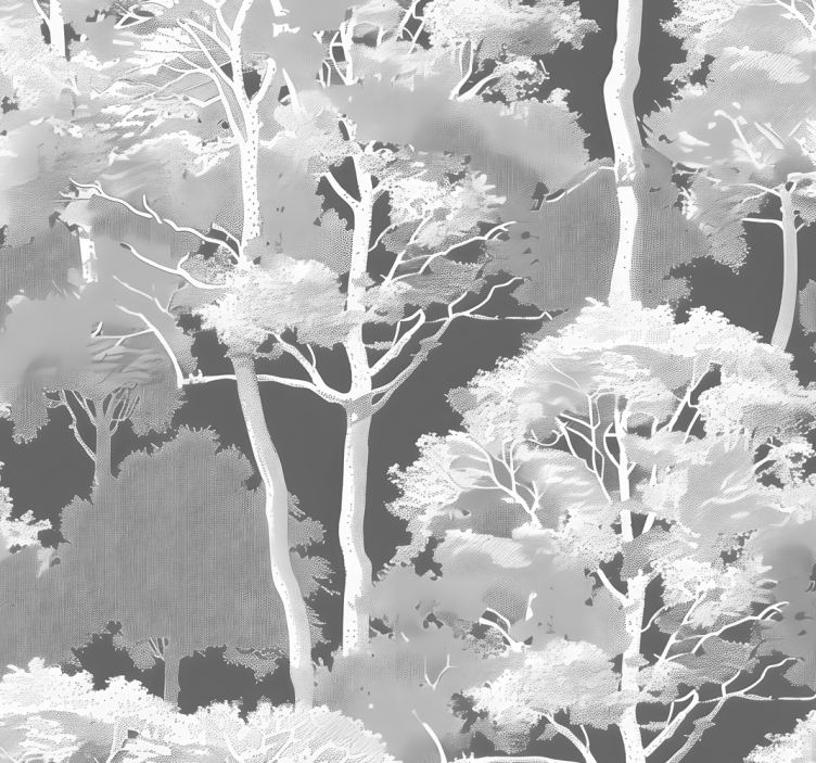Woodland tree pattern grey wallpaper - TenStickers