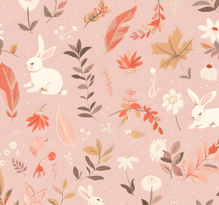 Autumn forest design Pink wallpaper - TenStickers