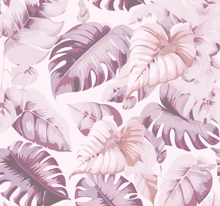 Big tropical leaves Pink wallpaper - TenStickers
