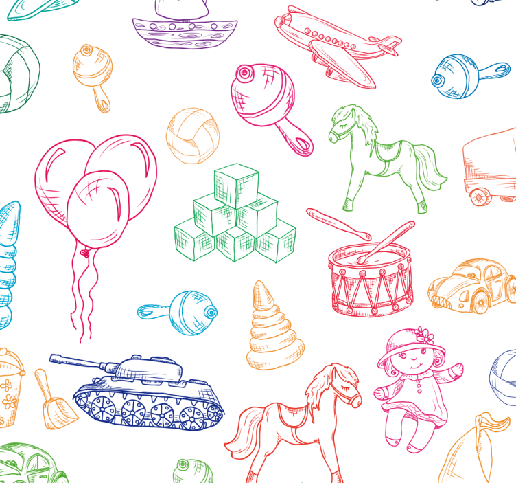 Playful Childhood Motifs nursery wallpaper - TenStickers