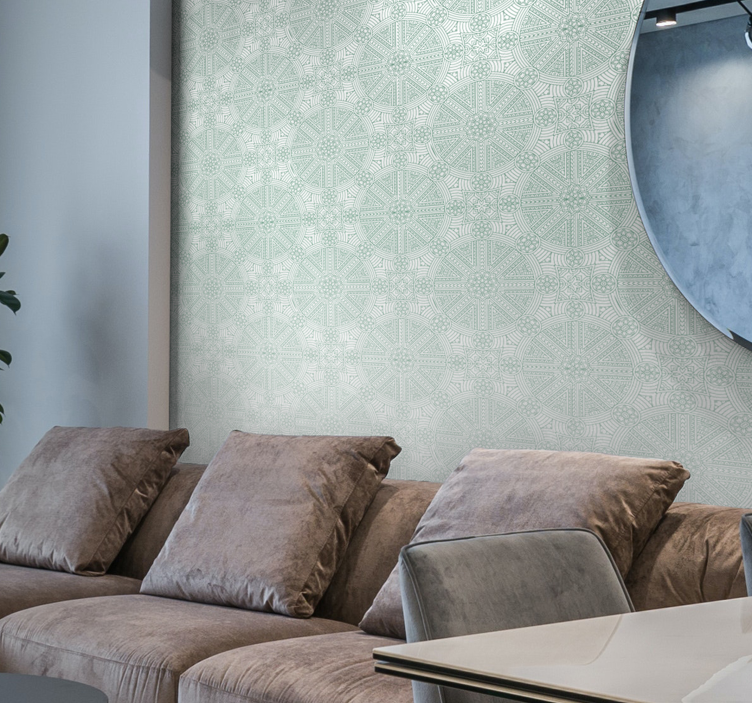 Green boho Aztec pattern master bedroom wallpaper - TenStickers