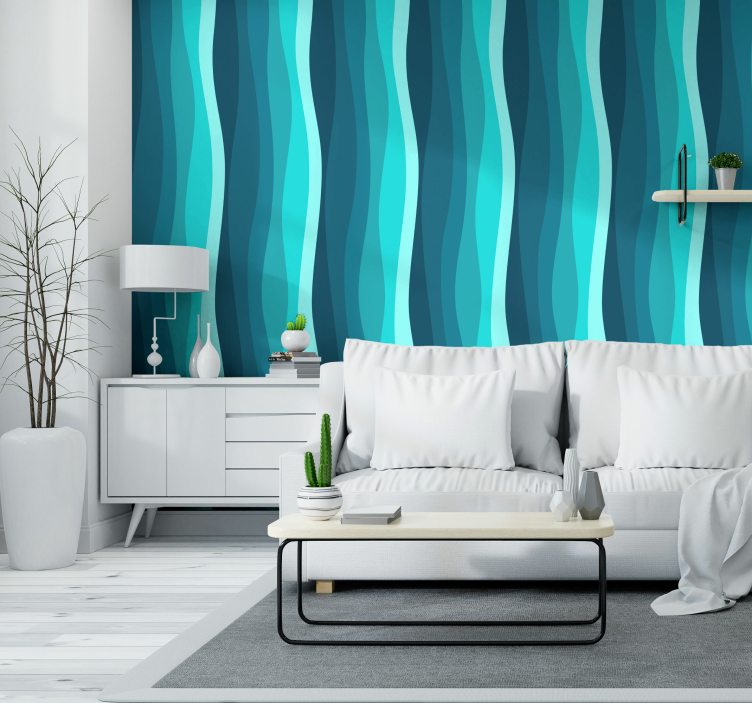 Curved Ocean Waves 3D wallpaper - TenStickers