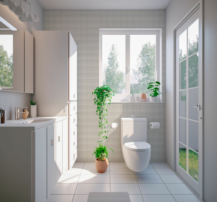 Simple white motif tile wallpaper - TenStickers