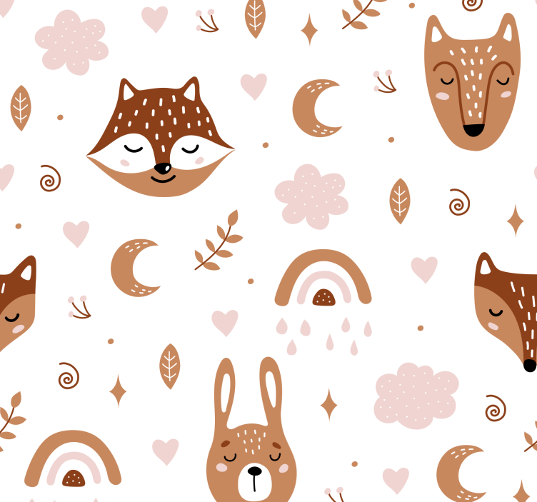 Playful Woodland animal wallpaper - TenStickers