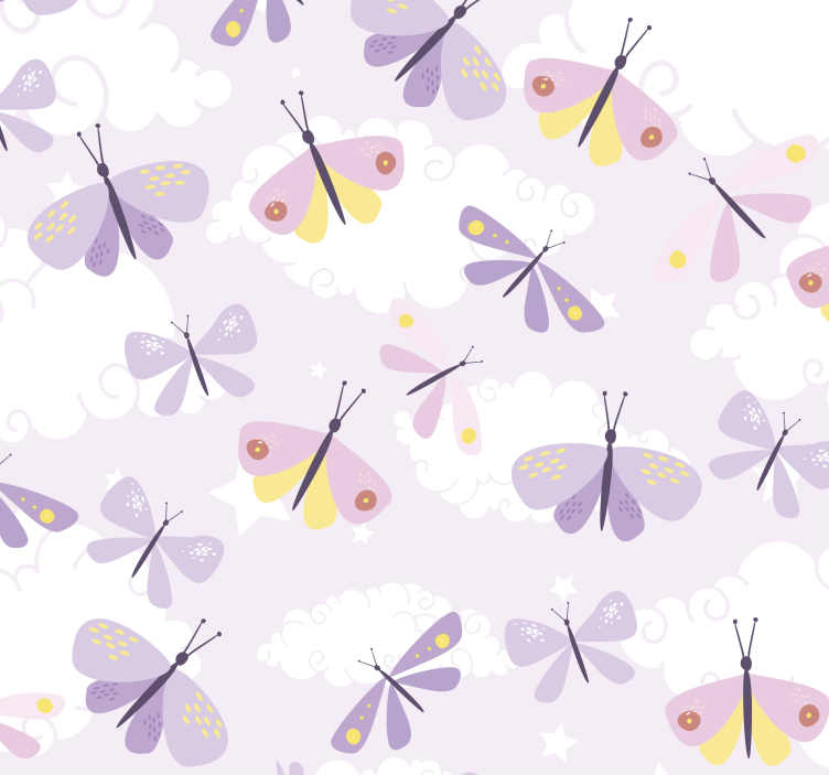 Butterflies pastel purple tones wallpaper - TenStickers