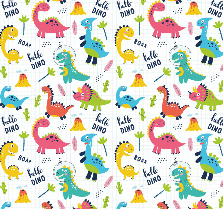 Cute dinosaur pattern bedroom Wallpaper - TenStickers