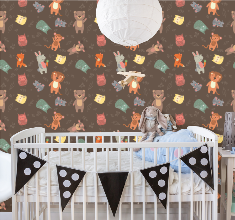 Animal Playtime Imagery nursery wallpaper - TenStickers