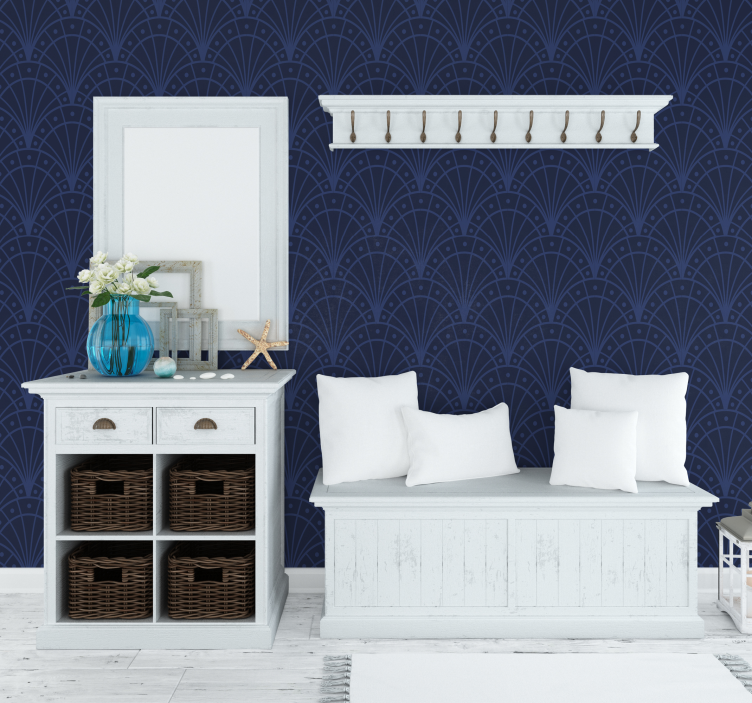 Navy blue art déco entrance wallpaper - TenStickers