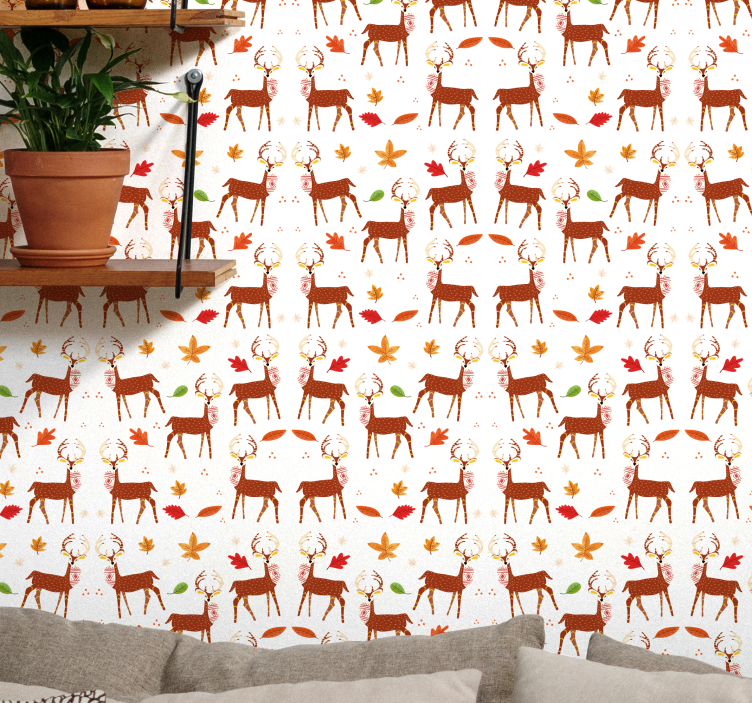 Festive inspired deer christmas wallpaper - TenStickers