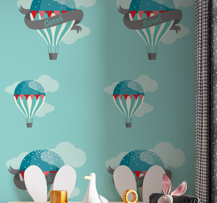 Balloon Soft Colours Personalised Wallpaper - TenStickers