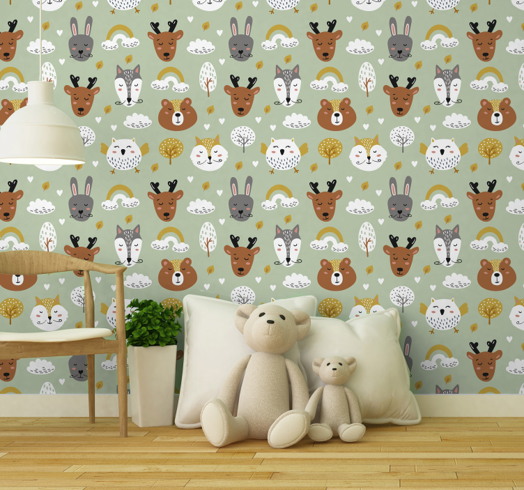 Bedroom Wallpaper animals in nordic style - TenStickers