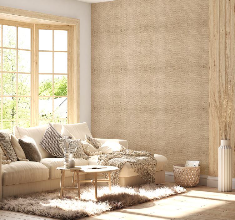 Beige Fabric Living Room Wallpaper Decor - TenStickers