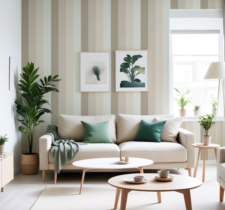 Beige shades vertical stripes wallpaper - TenStickers