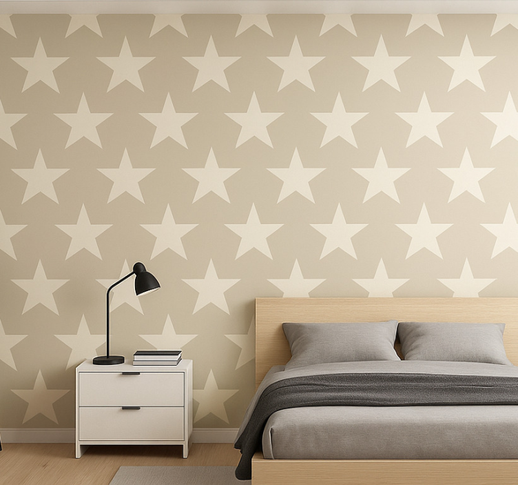 Beige stars pattern teens wallpaper - TenStickers