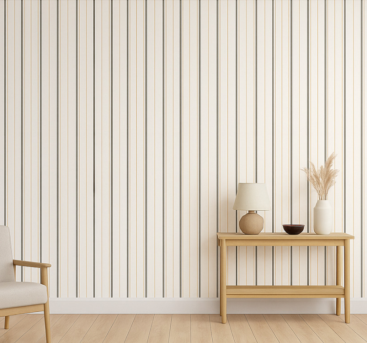 Beige vertical stripes kitchen wallpaper - TenStickers