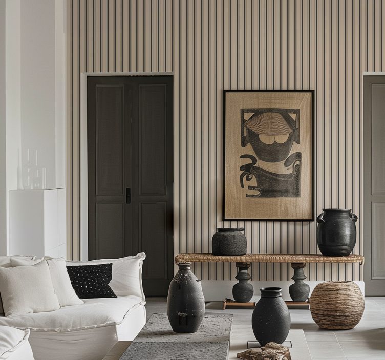 Black and beige colours vertical stripes wallpaper - TenStickers