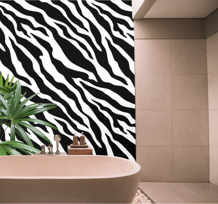 Black and white animal print zebra  wallpaper - TenStickers